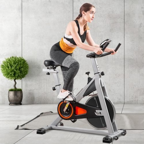Indoor Cycling Bike Stationary, Belt Driven Smooth Exercise Bike with Oversize Soft Saddle and LCD Monitor - Point A Cycle Co.